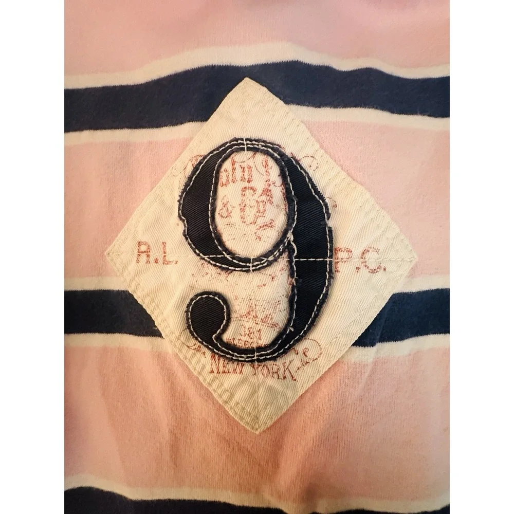 Ralph Lauren Girls 18M Pink/Navy Striped Polo Dress & Bloomers Set